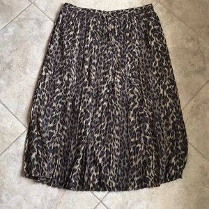 Pleated Leopard A-Line Skirt |  size L